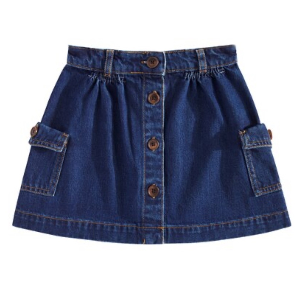 BONPOINT Denim Button-Front A-Line Skirt in Dark Blue Sz 8